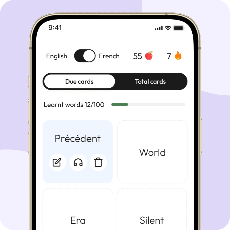 The flashcards screen in the Eduasis app